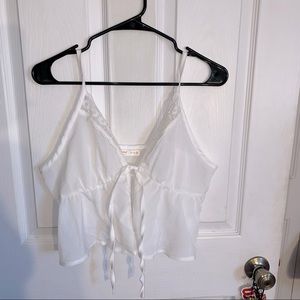 see-through lace trim top